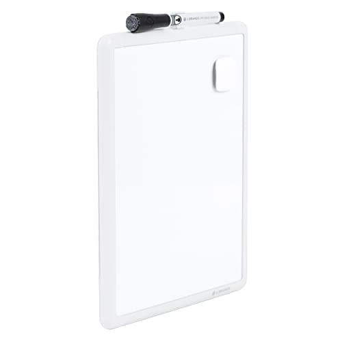 Contempo Magnetic Dry Erase Board, 8.5x11, White Modern Frame, Includes Magnet and Marker