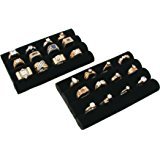 2 sets of Finger Black Velvet Ring Trays Accessory Foam Pads Showcase Counter Top Display Jewelry Holder 5.5&#39;&#39; Holiday Gift Christmas