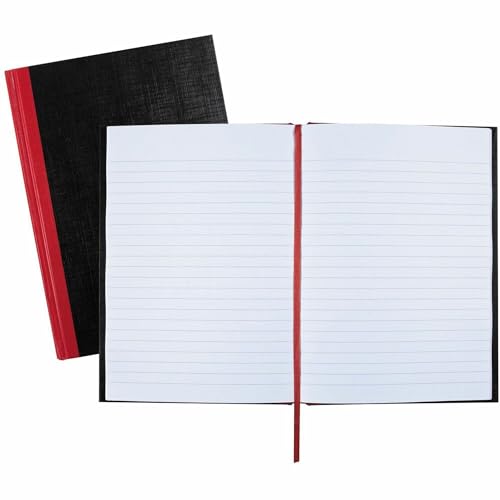 Black n&#39; Red Notebook, Business Journal, 8-1/4x 5-7/8, 96 Sheets, Ruled, Optik Paper, Hardcover, Casebound, Black (E66857)