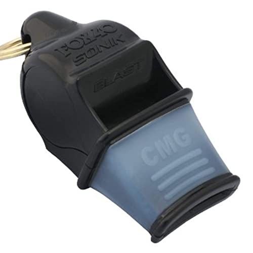 Sonik Blast CMG Official Whistle with Break Away Lanyard (Black)