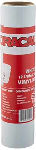 12.125 x 10ft Roll of Oracal 651 White Craft Vinyl - On a 2.5 Core - Adhesive Vinyl for Cricut, Silhouette, and Cameo Cutters - Gloss Finish - Outdoor and Permanent