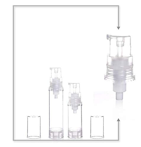 12Pcs Clear Plastic Airless Vacuum Pump Bottle Empty Refillable Cosmetic Makeup Sample Packing Cream Lotion Toiletries Liquid Storage Containers Vial Pots Perfect For Travel(10ml/0.34oz)
