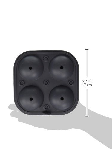 W&amp;P Peak Silicone Sphere Ice Mold w/ Cover | Charcoal | Easy to Remove | Round Cocktail Whiskey Drink Ice Maker | Food Grade Premium Silicone | Dishwasher Safe, BPA Free