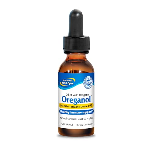 NORTH AMERICAN HERB &amp; SPICE Oreganol - 1 fl. oz. - Unprocessed, Wild, Organic Oregano Oil - Mediterranean Source P73 - Non-GMO - 432 Servings