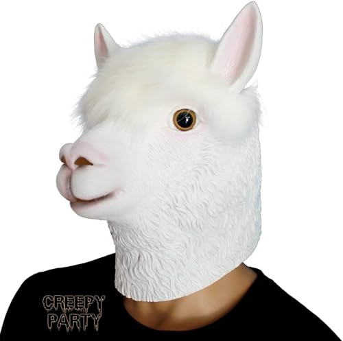 Animal Mask Costume Novelty Halloween Costume Party Latex Animal Head Mask Alpaca Mask White (llama)