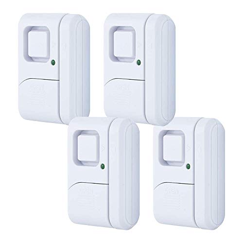 General Electric, 4 Pack, DIY Protection, Burglar Alert, Wireless, Chime, Easy Installation, Home, 45174 Personal Security Window and Door Alarm, White, 4