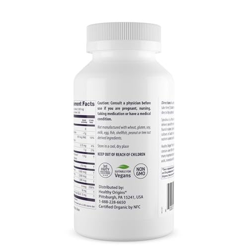 Spirulina, 500 mg (Organic) - Organic Spirulina Tablet with Vitamin A &amp; Vitamin B12 - Kosher Certified - Vegan, Non-GMO, and Gluten-Free Spirulina Pill - 720 Tablets