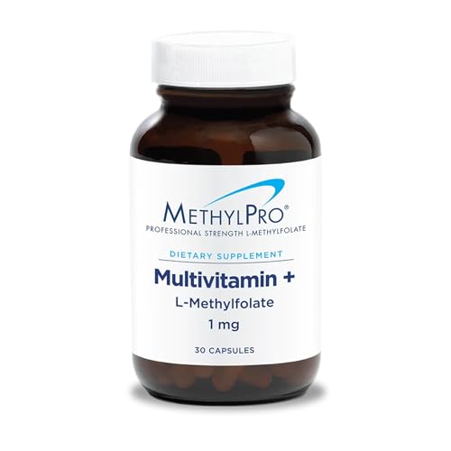 Daily Multivitamin + 1mg L Methylfolate Supplement - 2-in-1 Mens &amp; Womens Multivitamin with 5 MTHF Supplement - Promote Balanced Brain Health, Mood, Immune &amp; Energy Support (30 Capsules)