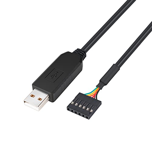 USB to TTL Serial 5V Adapter Cable with FTDI FT232RL Chip 6 Pin 0.1 inch Pitch Female Socket Header UART IC Windows 11 10 8 7 Linux MAC OS (6ft, Black)