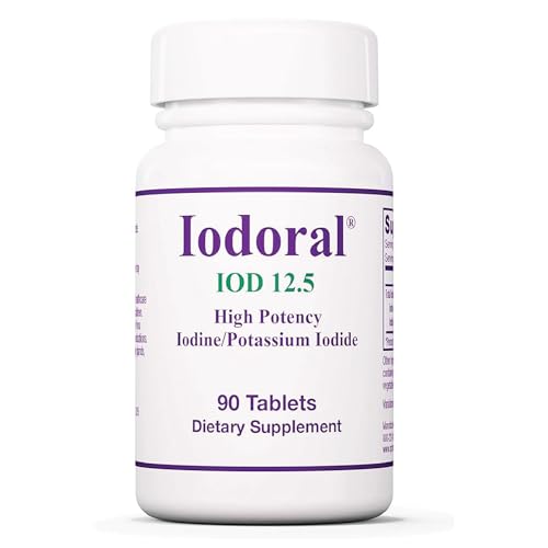 Iodoral 12.5mg Supplement – Iodine for Thyroid Support, Potassium Iodide Tablets, Lugol Solution, Daily Vitamins & Minerals - 90 Count