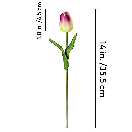 28 Pcs Multicolor Tulips Artificial Flowers Faux Tulip Stems Real Feel PU Tulips Easter Spring Wedding Bouquet Centerpiece Floral Arrangement Cemetery Table Décor 14 Tall