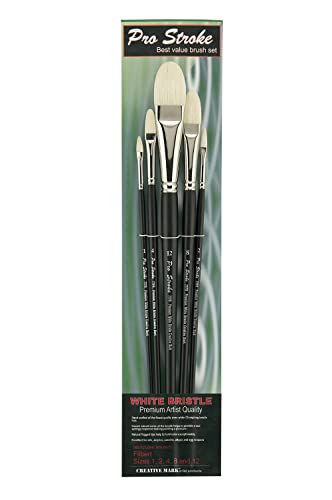 Pro Stroke Premium Artist White ChungKing Hog Bristle Paint Brush - Filbert [5 Piece Value Set]