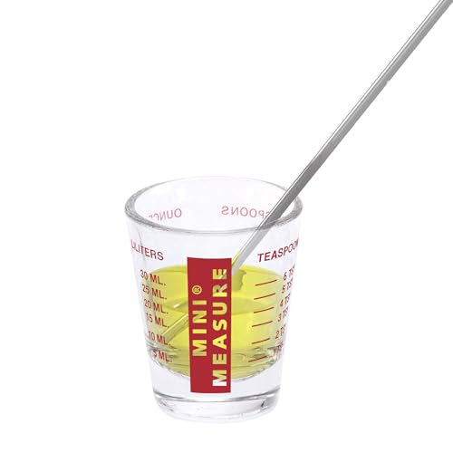 Mini Measure Heavy Glass, 20-Incremental Measurements Multi-Purpose Liquid and Dry Measuring Shot Glass, Red