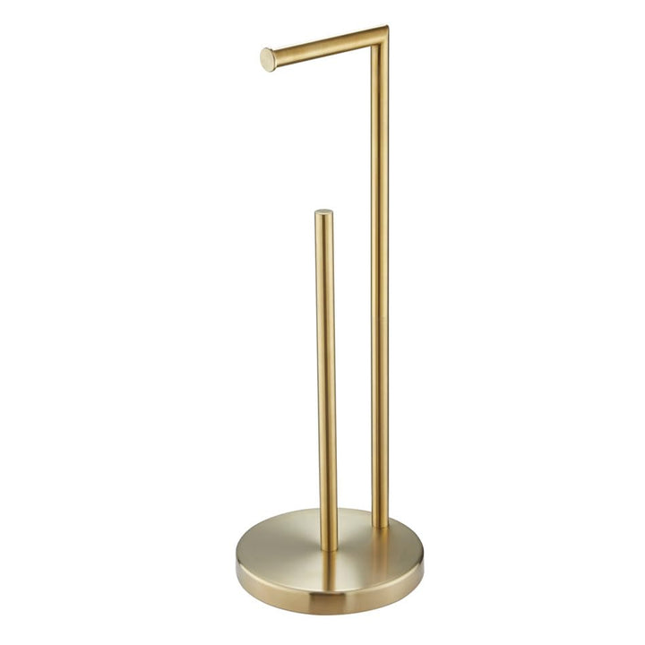 Free Standing Toilet Paper Roll Holder Stand with Reserve, Gold Brushed