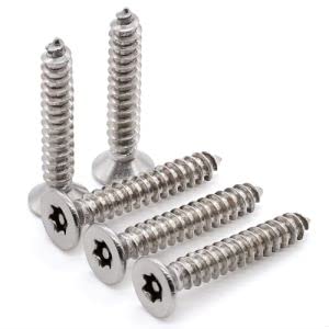 Glvaner M5 x 30mm (50 pcs) Flat Countersunk Head Torx Security Sheet Metal Screws, 304 Stainless Steel 18-8 Tamper Resistant Self Tapping Screws, Anti-Theft Tamper Proof Wood Screws with Bit T25