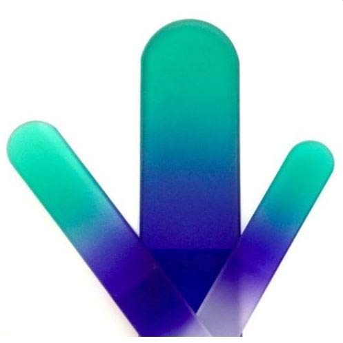 Bywabeé Etched Crystal Glass Nail File Set, Pedicure Files, Green/Blue, Small, Medium, 3 Piece