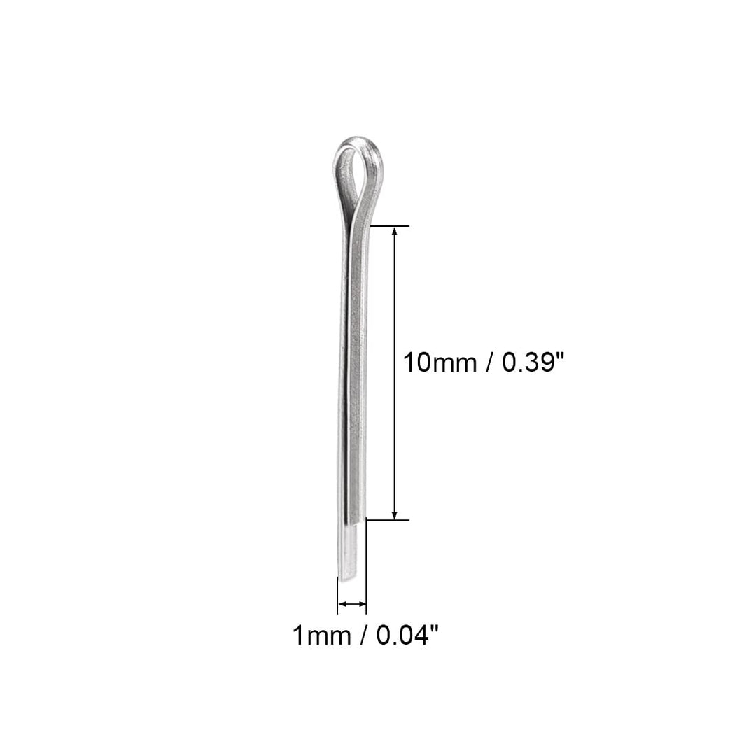 Split Cotter Pin - 1mm x 10mm 304 Stainless Steel 2-Prongs Silver Tone Fastener Clip Key 30Pcs