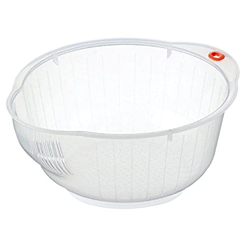 Plastic Japanese Rice Washing Bowl with Strainer, 2 quart