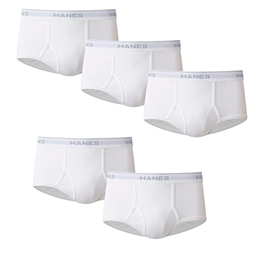 Men&#39;s Tagless ComfortFlex Waistband, Multi-Packs Available Brief, White 5-pack, Large