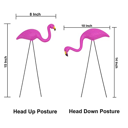 GIFTEXPRESS Pink Flamingos Yard Decorations - 4 Pack Small 14 Tall Plastic Flamingo Statue w/Metal Stakes - Lawn Ornaments &amp; Garden Decor for Outdoor Parties