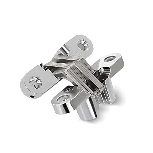 4 Pack Hidden Hinge Invisible Hinge for Cabinet Door, Zinc Alloy Hidden Door Hinge 180 Degree Swing Hinges for Wooden Box Front Door, 0.61&#39;&#39; Leaf Width, 2-3/8 Leaf Height
