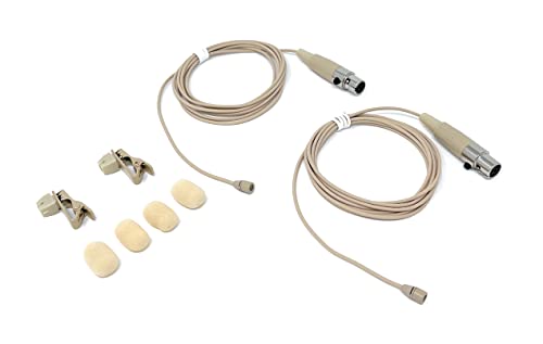 Pair of Lavalier Lapel Mics w/ 4 pin Mini XLR TA4F for Shure Wireless