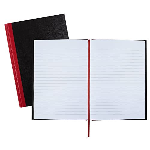 Black n&#39; Red Notebook, Business Journal, 8-1/4x 5-7/8, 96 Sheets, Ruled, Optik Paper, Hardcover, Casebound, Black (E66857)