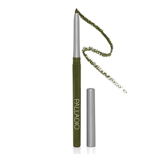 Retractable Waterproof Eyeliner, Richly Pigmented Color and Creamy, Slip Twist Up Pencil Eye Liner, Smudge Proof Long Lasting Application, All Day Wear, No Sharpener Required, Olive