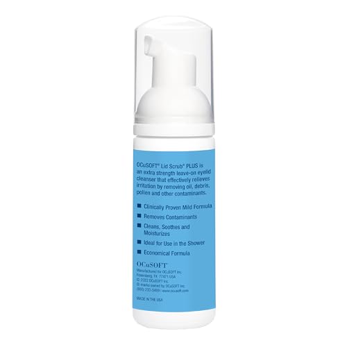 Lid Scrub PLUS Foam- Moderate to Severe Eyelid Conditions - Instant Foaming Eyelid & Eyelash Cleanser - Extra Strength Daily Eyelid Cleanser to Remove Oil, Dirt, Pollen & Eye Makeup-1.68 fl oz