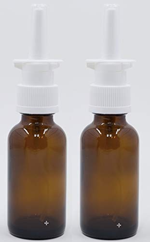 Amber Glass Nasal Sprayer EMPTY (Improved) 2-Pack for C