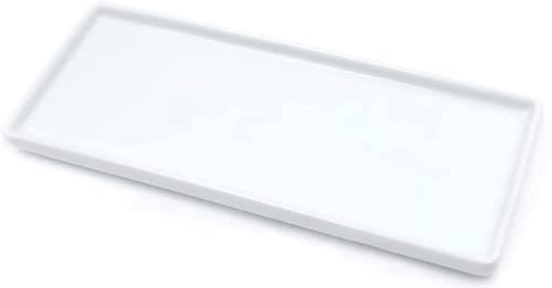Ceramic Candle Tray Small Rectangle,Bathroom White Tray, Marble Tray, Organizer for Candle,Soap,Jewelry,Perfume,Towel Holder for Decoration Bathroom, Kitchen Sink, Counter, Restroom(Large)