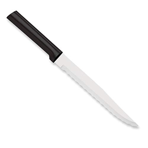 Cutlery Serrated Slicing Knife Stainless Blade and Steel Resin, 11-1/4 Inches, Black Handle