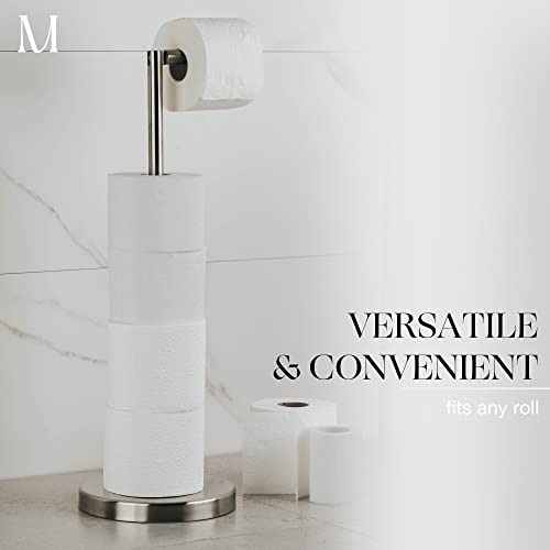 Marmolux Acc - Free Standing Toilet Paper Holder Stand Brushed Steel Finish 1pc - Storage for 4 Rolls of Toilet Tissue SUS 304 Stainless Steel Bathroom TP Stand - Toilet Paper Stand - Toilet Holder