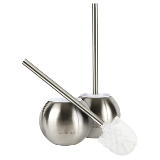 Toilet Brush and Holder, 2 Pack Stainless Steel Toilet Brush and Holder Set for Bathroom, Toilet Bowl Brush Modern Toilet Scrubber Brush