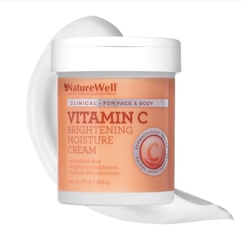 Clinical Vitamin C Brightening Moisture Cream for Face & Body, Anti-Aging Skincare, Firming, Nourishing, Reduces Discoloration, Improves Overall Tone & Texture, Non-Greasy 1.0, 16 Oz