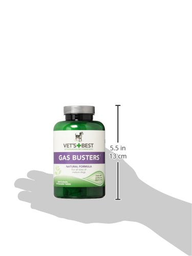 Vet&#39;s Best Gas Busters Dog Supplements for Gas Relief and Digestion Aid, 90 Chewable Tablets, USA Made