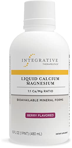 Liquid Calcium Magnesium - 1:1 Calcium to Magnesium Ratio - Mineral Supplement with Vitamin D3 - Bone Health Supplement for Men and Women* - 16 fl oz, Berry Flavored