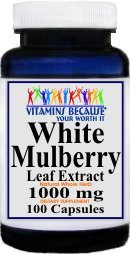 - White Mulberry Leaf Extract - 1000mg per Serving - 200 Capsules