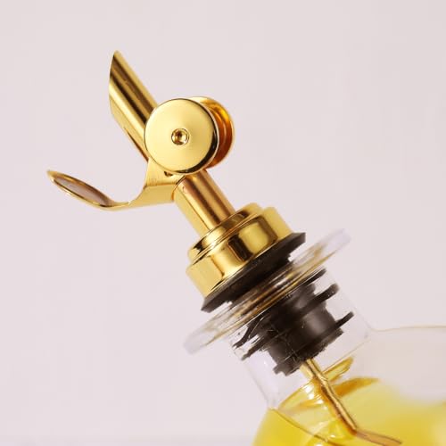 Liquor Pour Spout Made of Stainless Steel with Automatic Anti-Oxidation Mechanism, Bottle Pourers for Alcohol, Olive Oil Dispenser Spout, Wine Pourer Spout, Oil Bottle Spout, Pack of 4, Gold