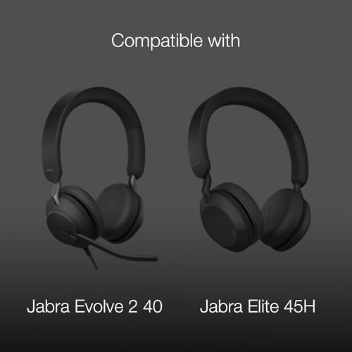 Ear Cushions Pads for Jabra Evolve2 65, Elite 45h, Evolve2 40, Bluetooth and Corded USB Headsets, Global Teck 2pk Replacement Spare Leatherette Ear Cushion (2-Pack Ear Cushions)