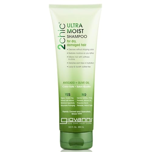 2chic Ultra-Moist Shampoo - Avocado &amp; Olive Oil, Creamy Hydration Formula, Enriched with Aloe Vera, Shea Butter, Botanical Extracts, No Parabens, Color Safe - 8.5 fl oz