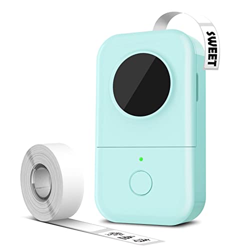 D30 Label Maker Machine with Tape, Bluetooth Thermal Mini Label Printer for Storage, Barcode, Mailing, Office Supplies, Home, Organizing Storage,Small Portable Sticker Maker, Green