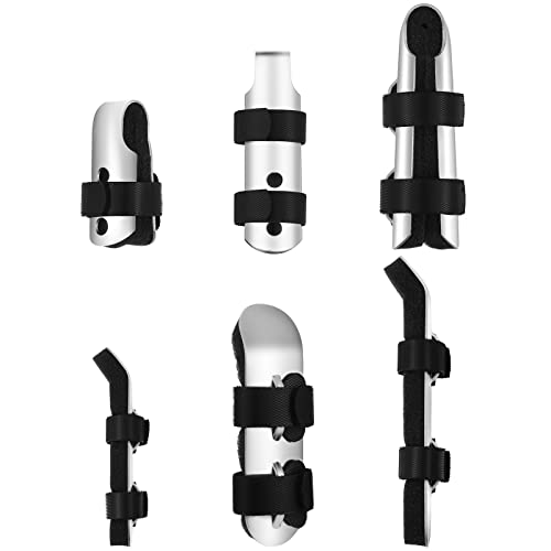 6 Pieces Finger Splint Metal Finger Support Finger Knuckle Immobilization with Soft Foam Inner Band and Protective Vent for Adults and Children, 2 Styles (Black)
