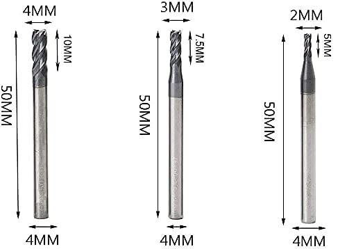 CNC End Mill Set, Carbide Tungsten Steel 4 Fultes Milling Cutter, Router Bits Rotary Bits Tool Straight Shank 2-12mm 8pcs
