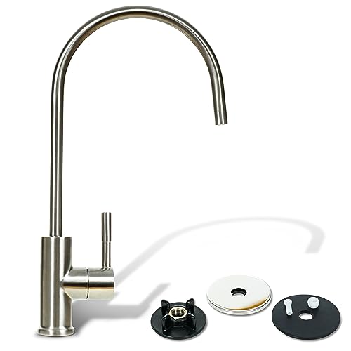 Non-Air Gap RO Faucet Brushed Nickel - Reverse Osmosis Faucet - Drinking Water Faucet for Kitchen Sink fits Water Filtration System - Filtered Water Faucet Stainless Steel - Beverage Faucet