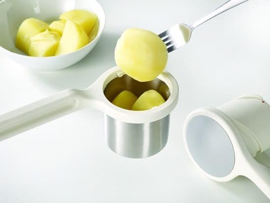 Helix Potato Ricer Masher Ergonomic Twist-Action Hand Manual Stainless Steel For Mashed Potato, White, 22