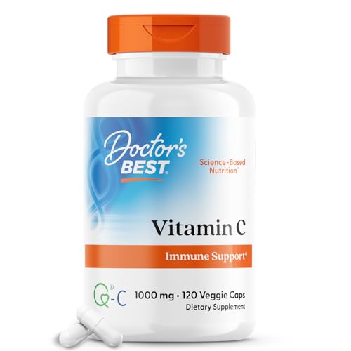 Doctor&#39;s Best Vitamin C with Q-C - Vitamin C 1000mg Non-GMO, Vegan, Gluten Free, Soy Free, Sourced from Scotland Veggie Caps, 120 Count