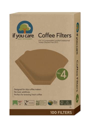 # 4 Cone Shaped Unbleached All Natural Compostable Coffee Filters, 100 Count (Pack of 1), Chlorine Free