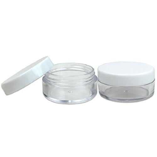 (Quantity: 40 Pieces) Beauticom® 10G/10ML High Quality Round Clear Jars with White Lids for Beads, Gems, Glitter, Charms, Small Arts and Crafts Items - BPA Free