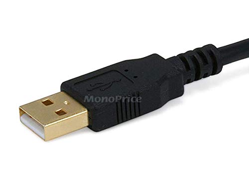 USB 2.0 Type-A Male to Mini-B 5pin Male Cable - with Ferrite Core, Gold Plated, 28/24AWG, 6 Feet, Black